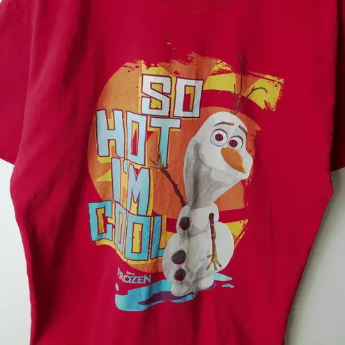 Disney  Frozen Olaf So Hot I'm Cool T Shirt Red XL Extra Large Cartoon Solid Logo