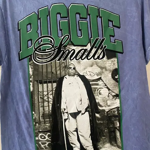 Notorious B.I.G Blue Acid Wash Cotton Graphic T Shirt Short Sleeves Biggie Large