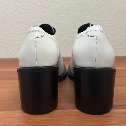 Acne Studios  White Leather Derby Oxford Lace Up Chunky Heels Shoes Size 37
