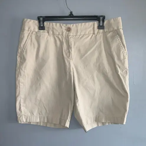 Ann Taylor  Loft Tan Khaki Bermuda Shorts Lightweight Cotton Shorts Pockets 10