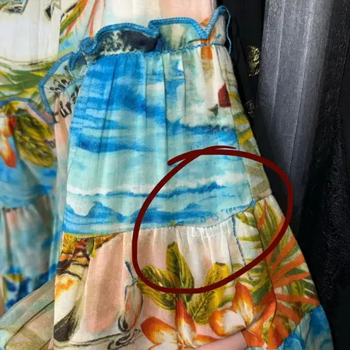 Jams World Voile Hawaiian Print Ruffle Tiered High Waist Mini Skirt XS