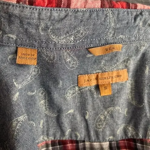 Jachs Girlfriend Pearl Snap Plaid Flannel Shirt – Red/White, Size S