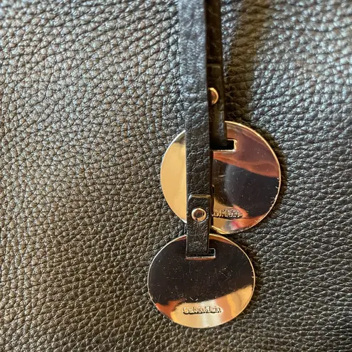 Calvin Klein  Black Studded Pebbled Leather Tote Bag