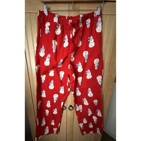 Hanna Andersson Flannel Pajama Set Women’s Snowmen On Red Sz M Christmas Pajamas Size M