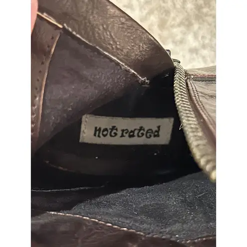 Not Rated Boots Women 6 Ankle Booties Cherry Brown Faux Leather Block SOLD