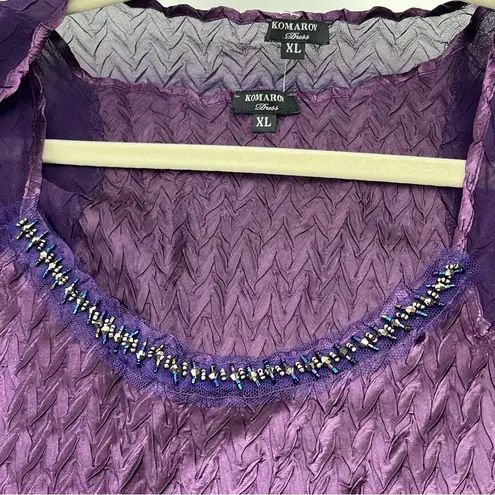 Komarov Ombré Tiered Hem Cocktail Dress & Chiffon Jacket Purple Womens XL NEW Purple