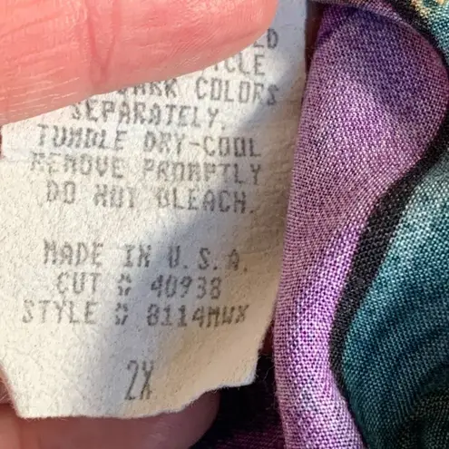 Vintage 90s Caliché Collection Abstract Print High Rise Baggy Mom Shorts Plus 2X Purple