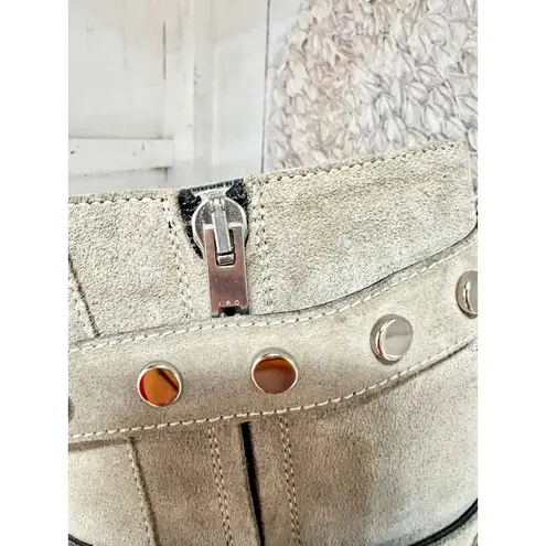 IRO Bonobal Buckled Suede Pointed Stacked Heel Ankle Boots Gray Women's 40 / 9.5