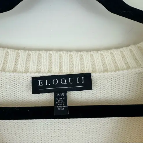 Eloquii Cream Cableknit Ruffled Button Cardigan Sweater Size 18/20 - Image 3