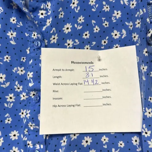 Stradivarius sleeveless shirt dress in blue floral print Sz Small Boho Ruffles