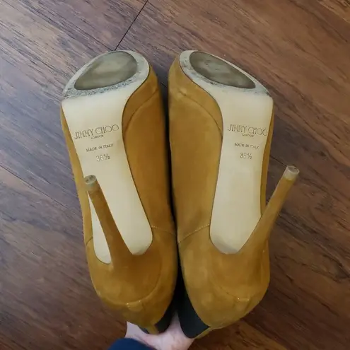 Jimmy Choo Tan Suede Chic Stiletto Heel Ankle Boot Size 38.5