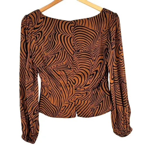 Kookai Brown and Black Tiger Stripe Satin Bustier Top Size 38/XS Blouse