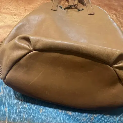 Lucky Brand  Brown Leather Hobo Bucket Bag Carmel tan brown