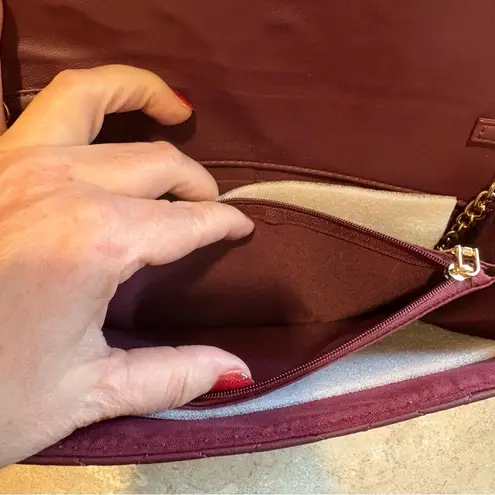 Badgley Mischka Purple Crossbody Bag with Gold Hardware and Quilted Design