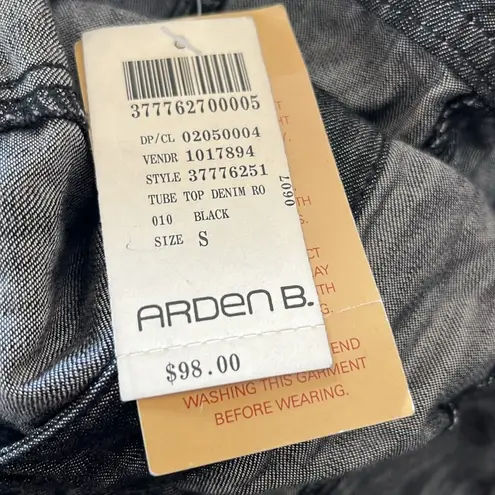 Arden B strapless black denim romper