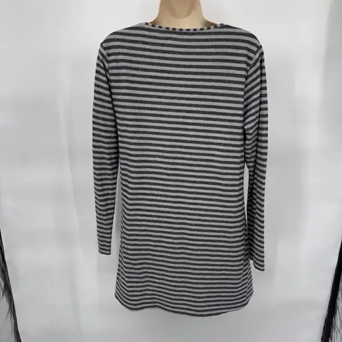 Cut Loose Asymmetrical High Low Tunic Womens Small Gray Stripe Cotton Blend