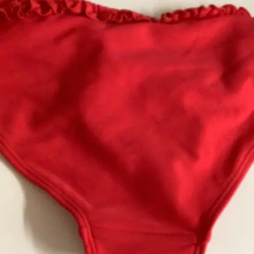 Beach Joy Size Medium Red Rose & Ruffle Side Tie Bikini Bottom. New Without Tags