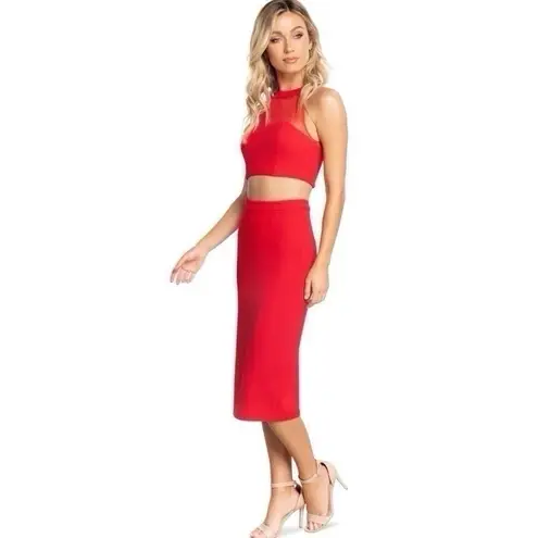 Dress the Population Elliana Two-Piece Faux Halter Set Rouge