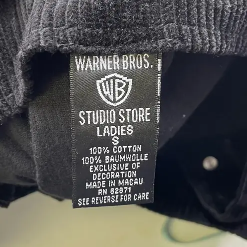 Warner Brothers Vintage 90s Y2K Looney Tunes Black Corduroy Overall Mini Dress