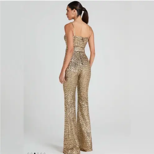NADINE MERABI Lucinda Gold Jumpsuit Size 12