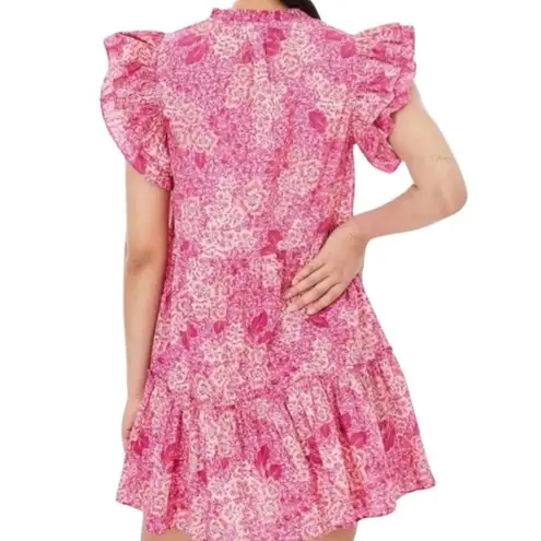 Generation Love 100% Cotton Pink Floral Ruffle Mini Dress Size Medium
