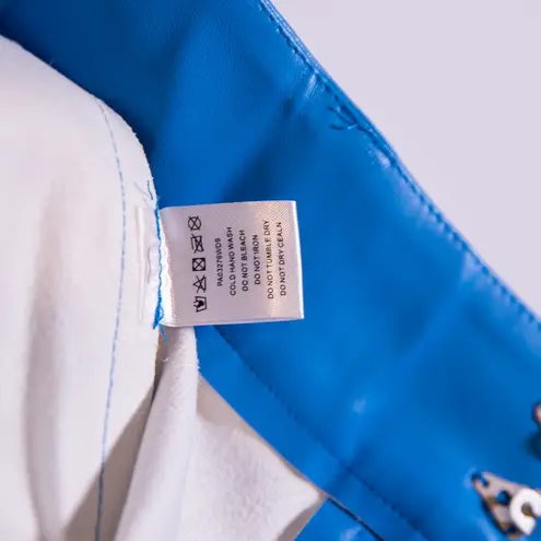 NEW Meshki Sima Faux Vegan Leather High Waist Straight Leg Pants Azure Blue M