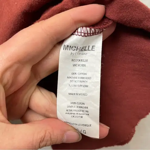 MICHELLE BY COMMUNE Rust Oversized Tshirt Dress with Large Bottom Ruffle Size L Red