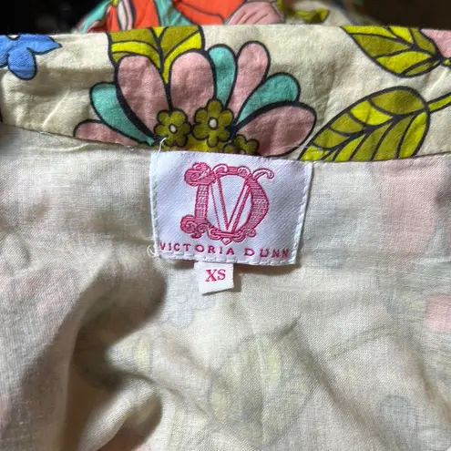 Victoria Dunn Folly Flounced Floral Print long sleeve Women's Dress size XS White