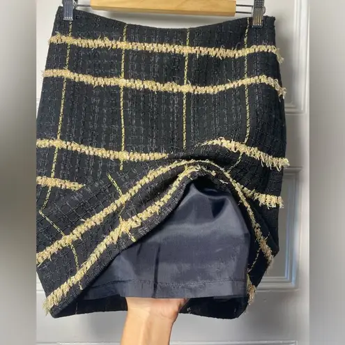 J. McLaughlin  | Elm Ribbon Metallic Tweed Pencil Skirt in Black and Gold