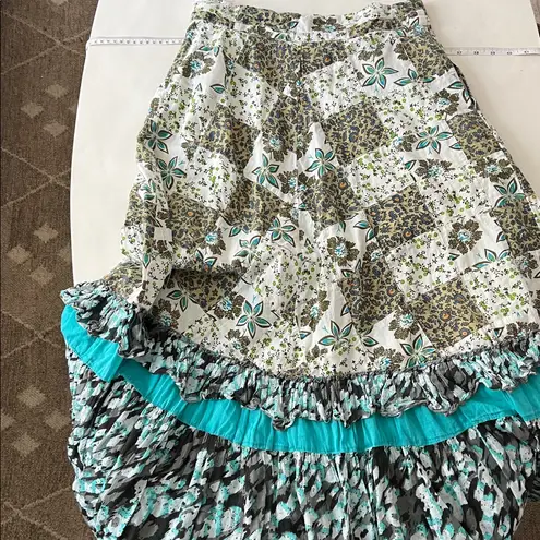 Raga Anthropologie Floral Patchwork Cotton Boho Maxi Skirt Size M $185