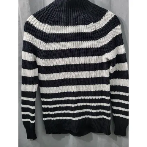 Style & Co. Women's Striped Cotton Sweater Navy Blue & White Knit Small Black