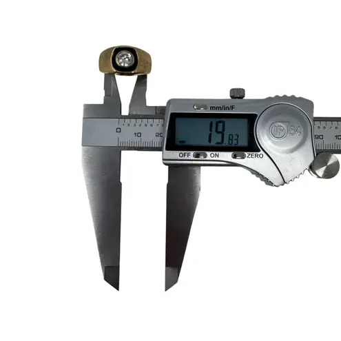 14KT HGE Gold Electroplate Art Deco Ring w Large CZ Stone Sz 10 Textured Vintage