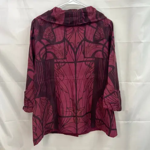 Vintage B.L.E.U. Women's maroon soft cuffed sleeve beaded jeweled button jacket Size L