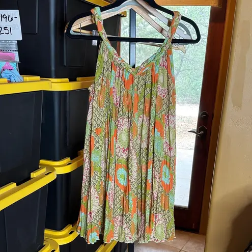 ABS Allen Schwartz Floral Mini Dress - Green and Orange Size Small