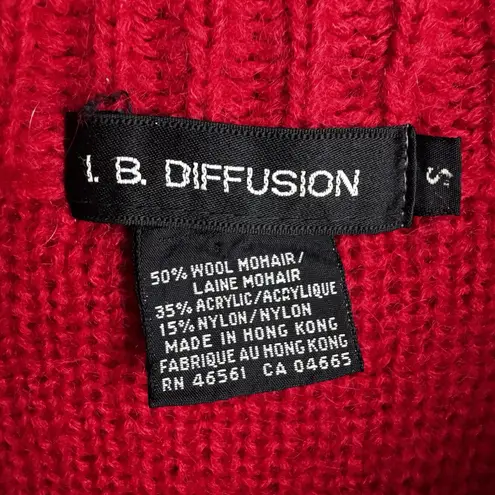 I.B. DIFFUSION Cardigan Sweater Coat Sz S Women's Red Wool Mohair Cozy Soft Vtg