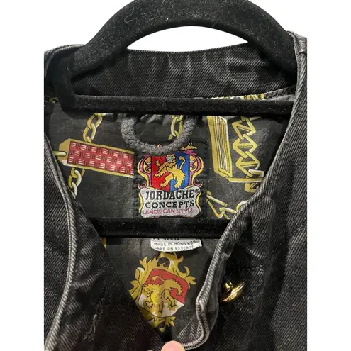Jordache Vintage 90's Concepts Black Denim Jean Jacket Size Large 100% Cotton