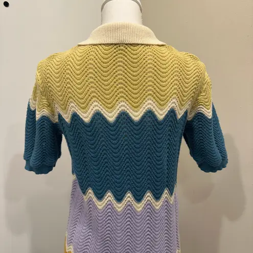 Heartloom x Revolve Laurent Crochet Cover-Up Mini Dress Multicolor Chevron Boho