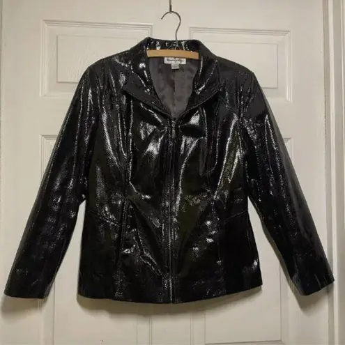 Preston & York  Womens Vintage Large Leather Jacket Snake skin style Full Zip