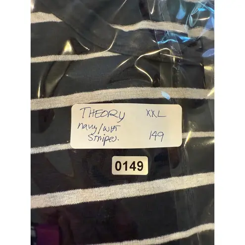 Theory  Women's XXL Blue/White T-shirt, LINEN & Cotton‎ Beach/ Preppy/ Plus Size - Image 4