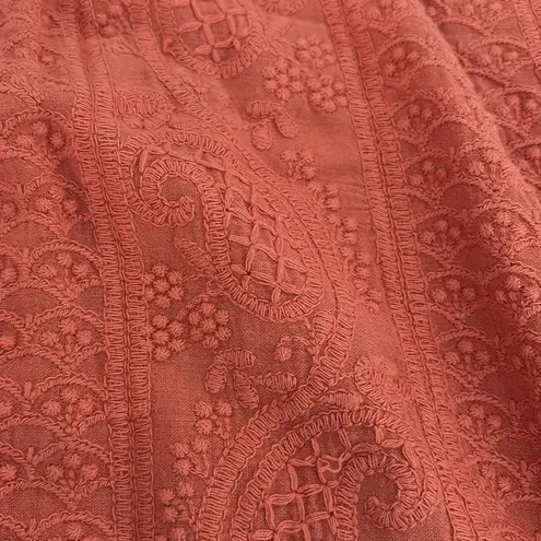 Sundance Rustic Orange Bohemian Embroidered Maxi Dress Large