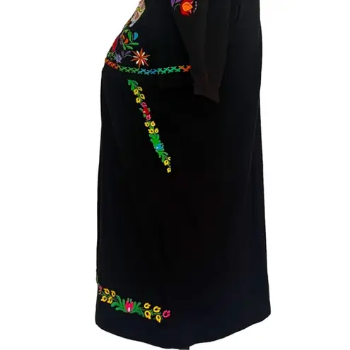 Embroidered Black Women's Top Mardi Gras day of the dead