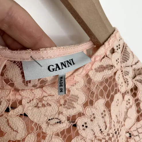 Ganni Duval Corded Lace Pink Midi Dress Womens EU 38 US 6/8