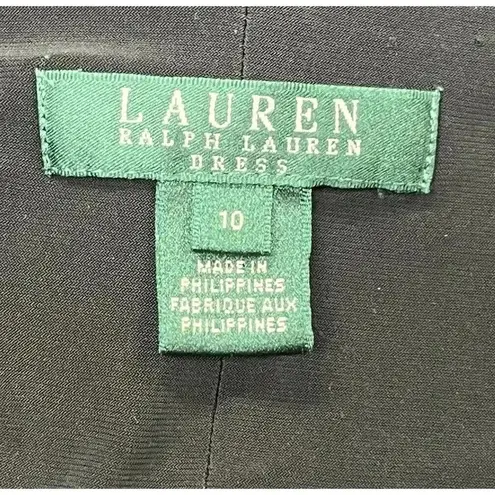 Lauren Ralph Lauren Dress Womens 10 White Black Split Flutter Sleeve Stretchy