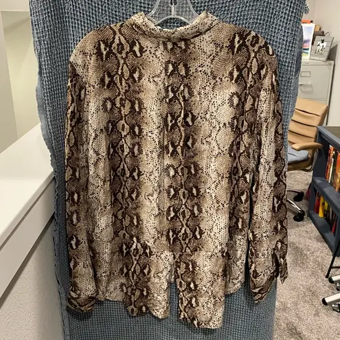 Alexander Jordan Snake Skin Flowy Top Animal Print Black Size XL