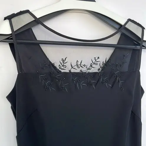 Coldwater Creek Black Dress Sheer Whimsigoth Beaded Overlay Draped Back 10