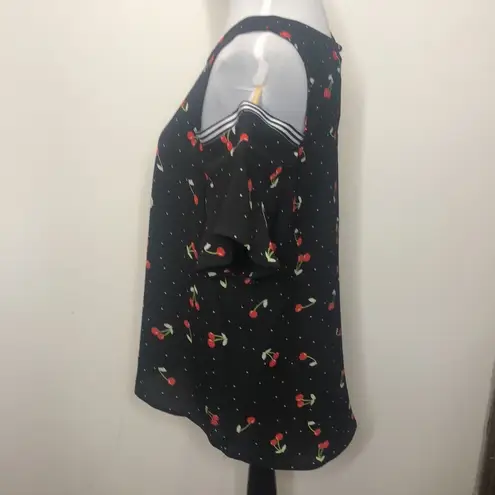 Gypsies & Moondust cherry cold shoulder shirt size large