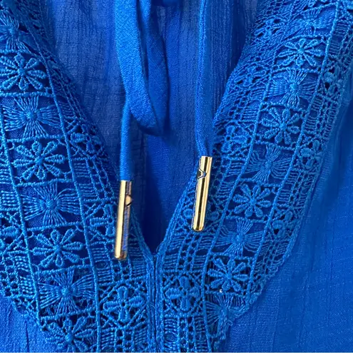 Counterparts Blue Bell Sleeve Boho Blouse with 3/4 Sleeves, Size M