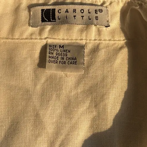 carole little LINEN BLOUSE WITH BLACK DETAIL SZ: M