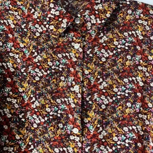 Molly Bracken Floral Brown Button L Long Sleeve Boho Balloon Romantic Statement