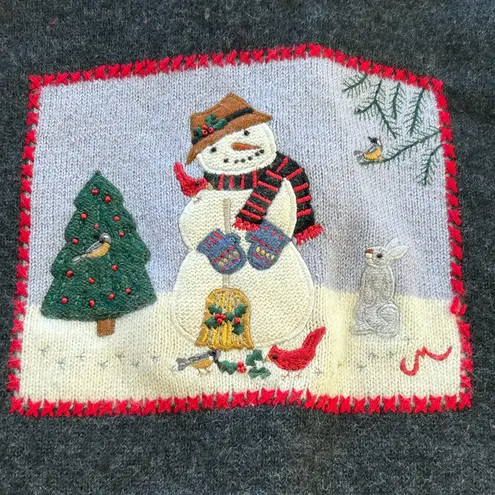 Vintage Claire Murray Christmas Vest Size Small Hong Kong Snowman 100% Wool Gray